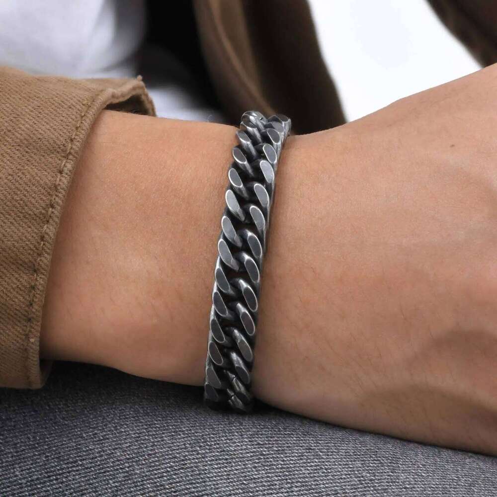 Vintage Cuban Bracelets for Men,8/10/12mm Stainless Steel Curb Chain Link Wristband,Punk Classic Jewelry Gifts 26H0206