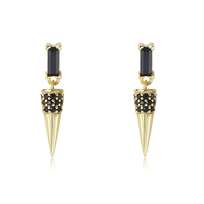 s925 sterling silver with black zirconium, cone-shaped, ins retro punk personality hip-hop earrings