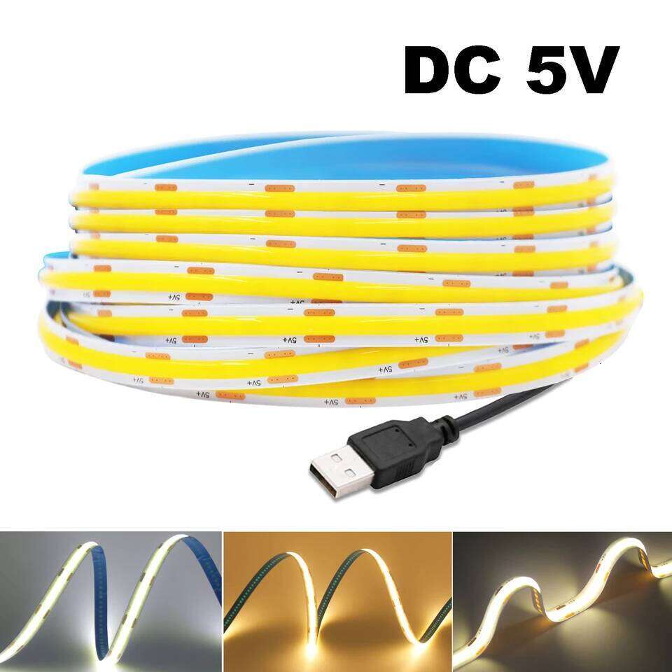 Super Bright USB DC5V COB Led Light Strip 320LED/m High Density Flexible Linear Lighting Warm/Natural/White 50cm 1m 2m 3m 4m 5m Z260206