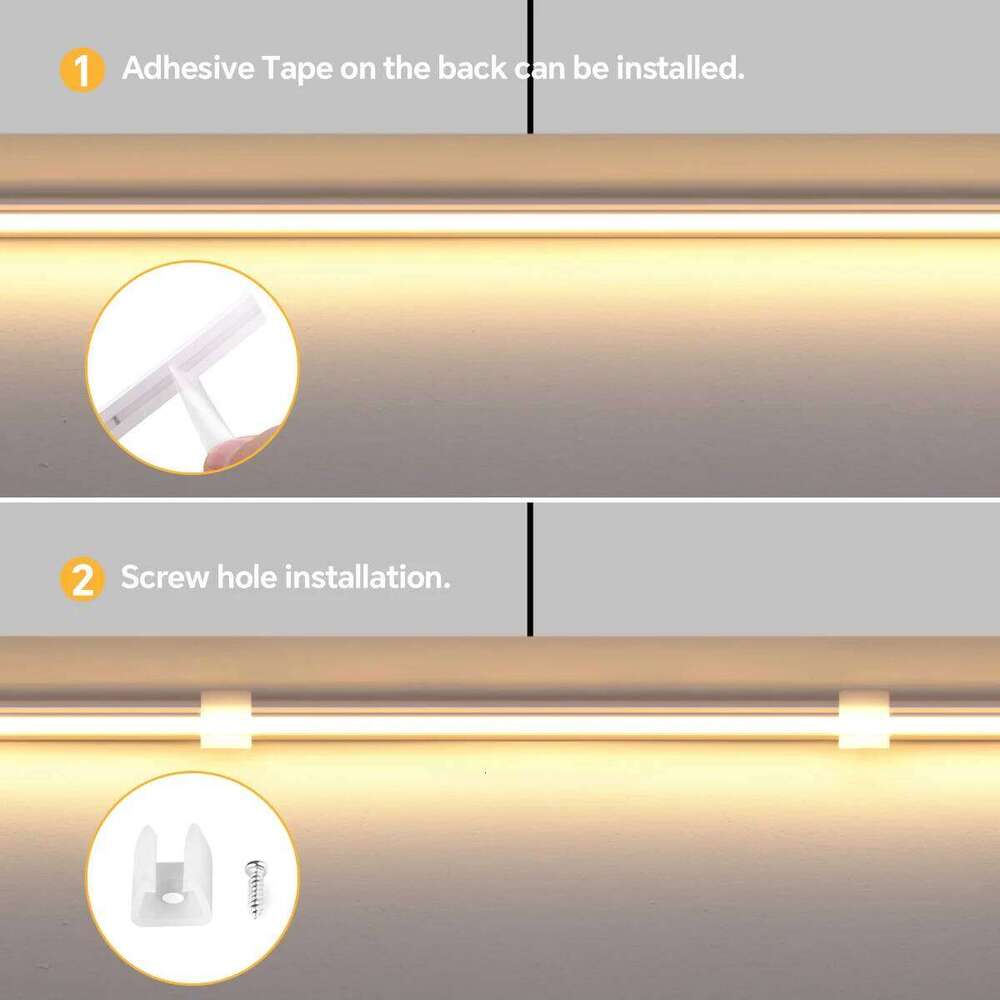 COB LED Neon Strip Light DC24V, Touch Dimmer Behind Wood/Glass, No Drill Needed, Pure Silicone, for Cabinet Wardrobe Mirror Z260206