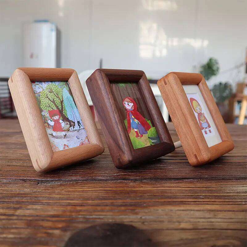 Walnut Wood Mini Picture 3 Inch Photo Frame for Kids Art Home Decoration Display Stand Cartoon Style Wooden Desktop Frames S260205