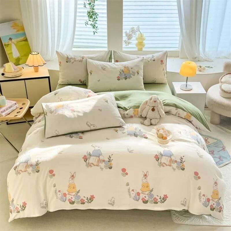 Floral Style Duvet Single/Queen/King Soft Washed Cotton Bed Cover 240x220 Bedding Sets XJ260206