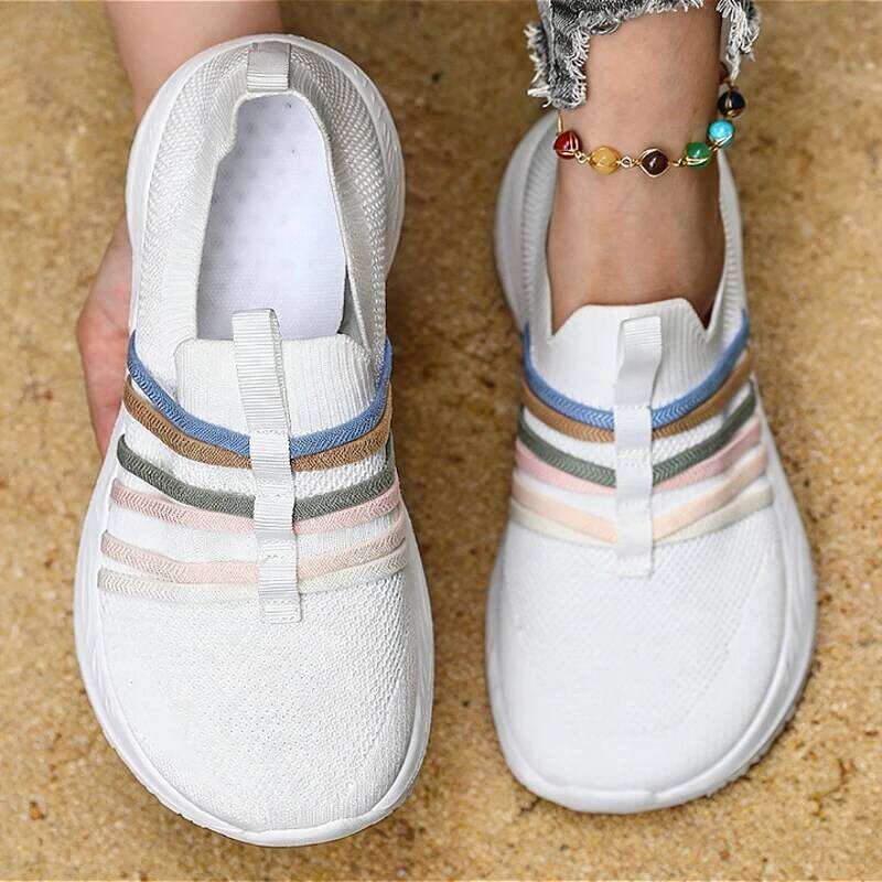 New Wide Toe Rose Red for Women Comfortable One-Step on Casual Sneakers Delicate Rainbow Pink Soft Sole Travel Shoes