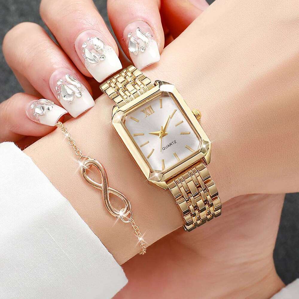 2/3/4/5PCS Fashion Women Quartz Watches Ladies Rectangle Roma Dial Wristwatch Jewelry Set Reloj MujerWithout Box Z260206
