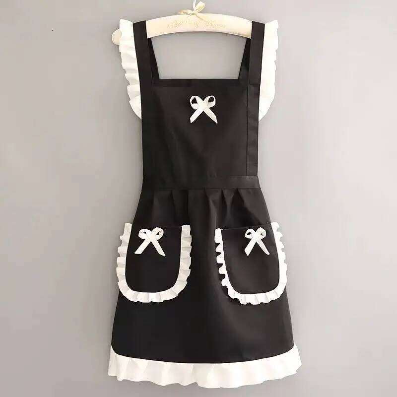 Cute Maid Outfit, Oil Stain Resistant Apron with Waistband, Kitchen and Restaurant Work Clothes S260205