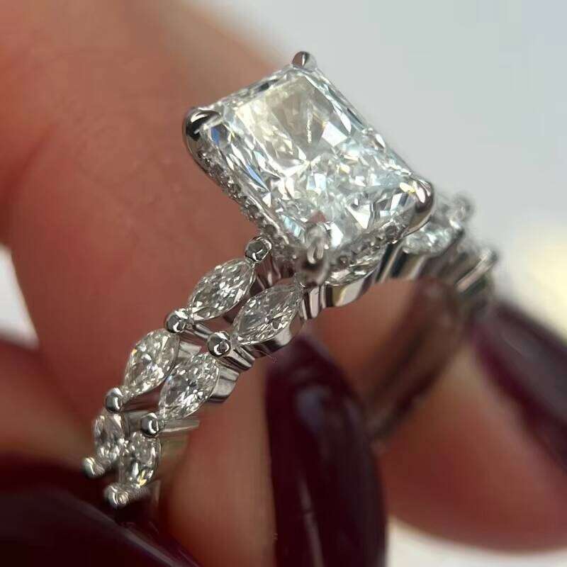 CVD HPHT IGI Certified Radiant Cut Lab Grown Created Diamond Rings 10K 14K Solid Gold Engagement Wedding For Women Men