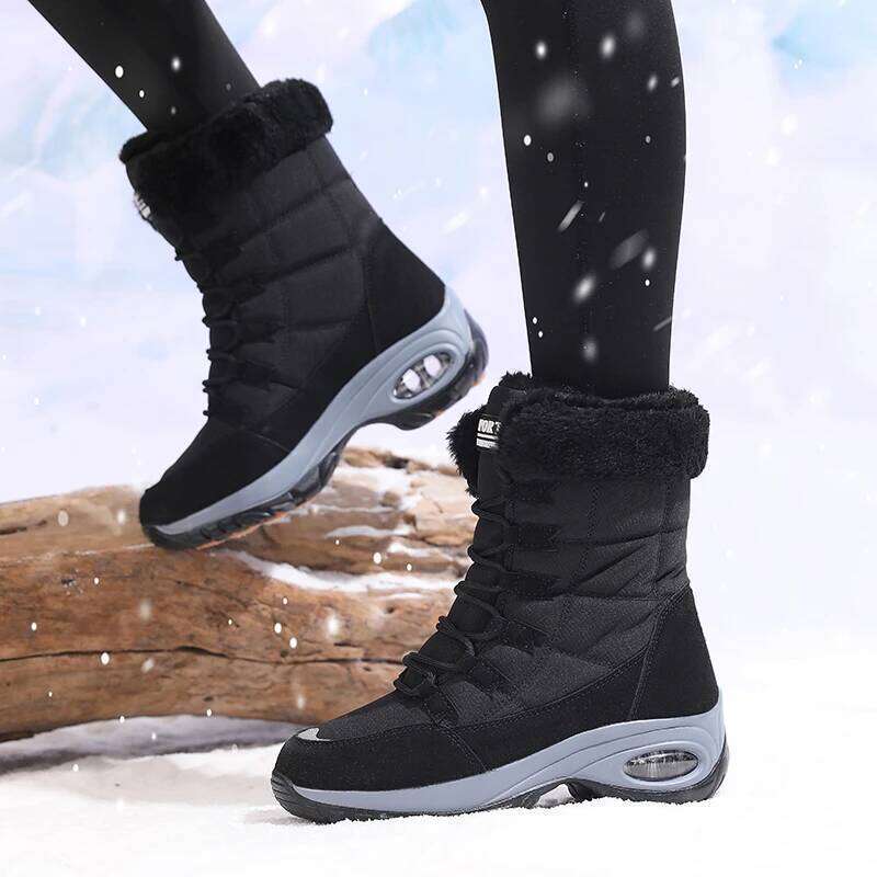 Winter Women Comfortable Fit Warm Interior Luxurious High Snow Functional Slip on Waterproof Fur Femme Boots