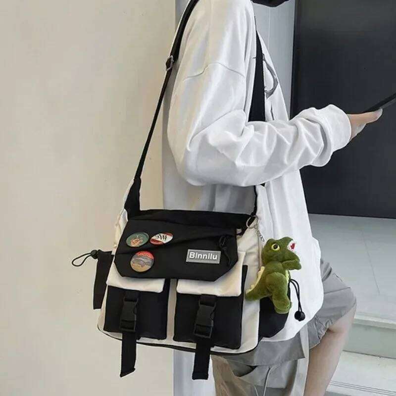 Harajuku Men Nylon Crossbody for Women Messenger Girls School Book Bags Youth Canvas Handbags Shoulder Bag Sac Bolsas XJ260129