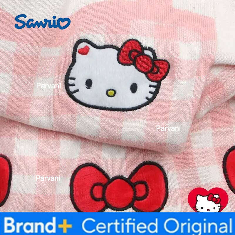 Sanrio Hot Hello Kitty Knitted Dress Kawaii Autumn and Winter Fashion Long Sleeves Student Casual Children Cloth False Two-Piece H260206 - view 6