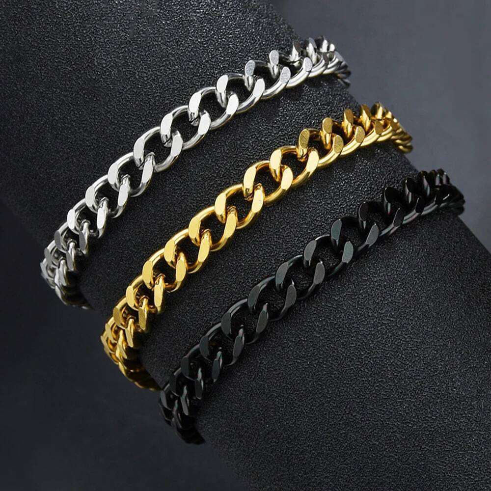 Stainless Steel Width 3.5/5/7mm Cuban Classic Chain Bracelet For Men Women Jewelry Gift Length Customized 26H0206