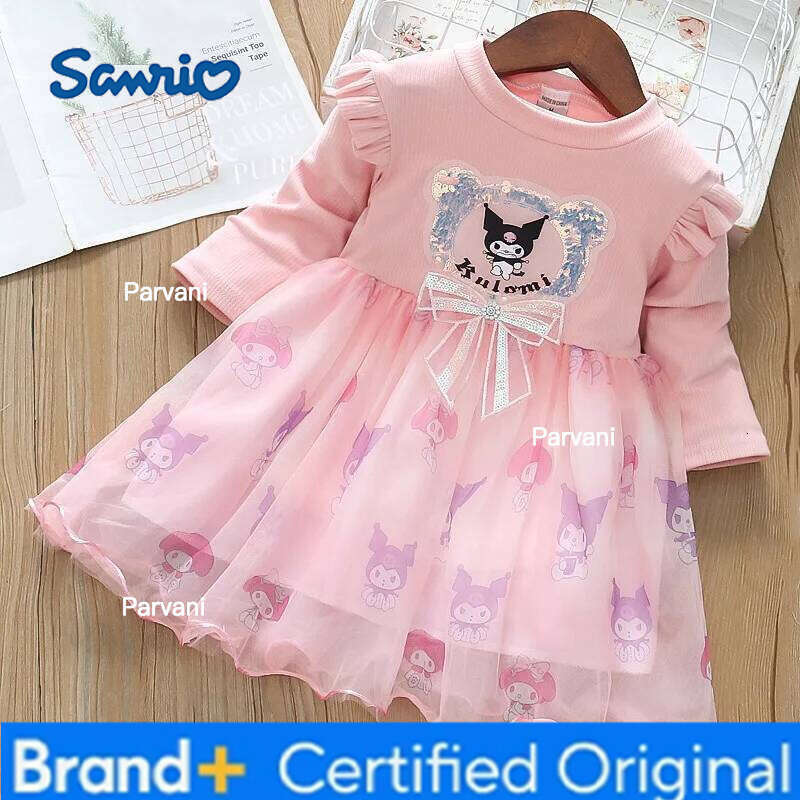 Sanrio New Kuromi Mesh Dress Long Sleeves Princess Tutu Formal Wear Spring Autumn Kawaii Cartoon Girls Clothing Fashion Skirt H260206 - view 6