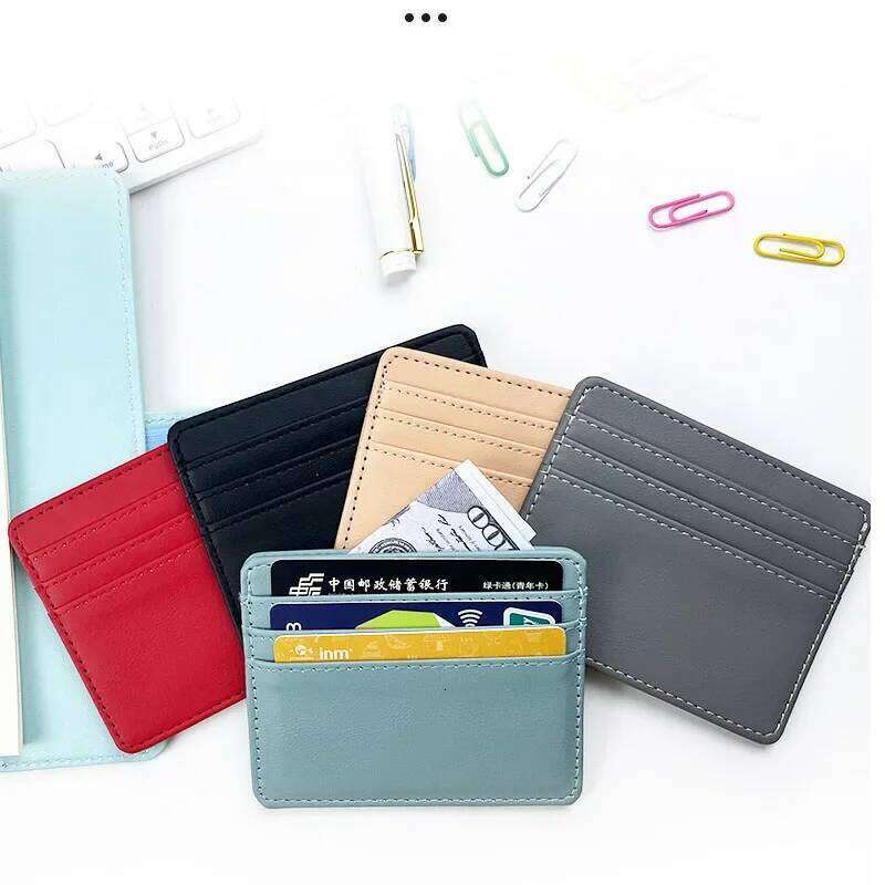 1PCS Man Purses Ultra Thin Mini Business Bank Credit Card Holder Wallet Simple Black Women Small Coin Cards Cover Pouch Case Bag Y260206