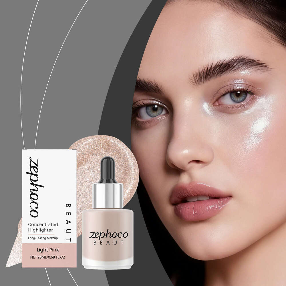 zephoco Highlighter Liquid Light Pink Natural Shiny Smooth Beautiful Daily Face Makeup