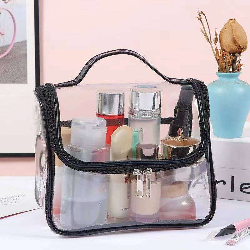 1Pcs Fashion Transparent PVC Portable Waterproof Toiletry Travel Cosmetic Bag Pouch Y260206