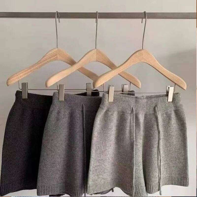 Women Clothing Autumn Winter Casual Streetwear Y2K Basic Wide Leg Knit Shorts Female Elastic High Waist Solid Loose Short Pants XJ260206