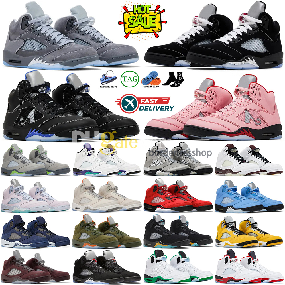 Men Basketball Shoes 5 5s Black Metallic Cat Wolf Grey Olive Navy Georgetown Aqua UNC Concord Racer Blue Raging Bull Fire Red Sail Burgundy Trainer Sports