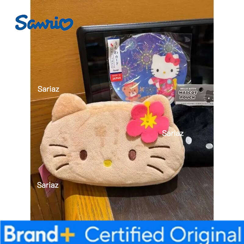 Sanrio Cute Black Skin Hawaii Hellokitty Storage Bag Plush Pencil Case Kawaii Girl Stationery Supplies Christmas Gift H2602061