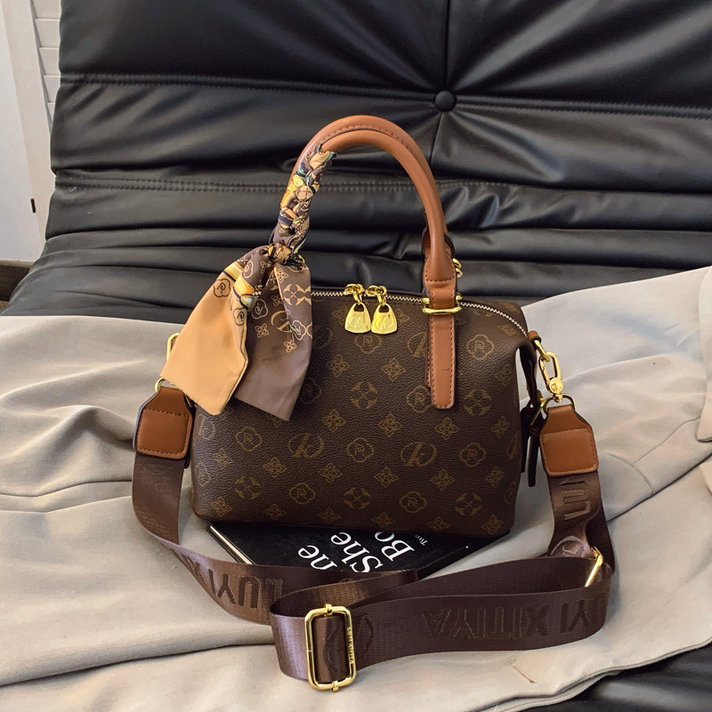 fashion bags luxury brand bags Boston Handheld Silk Scarf 2026 New Printed Bucket Shoulder Crossbody Bag for Women