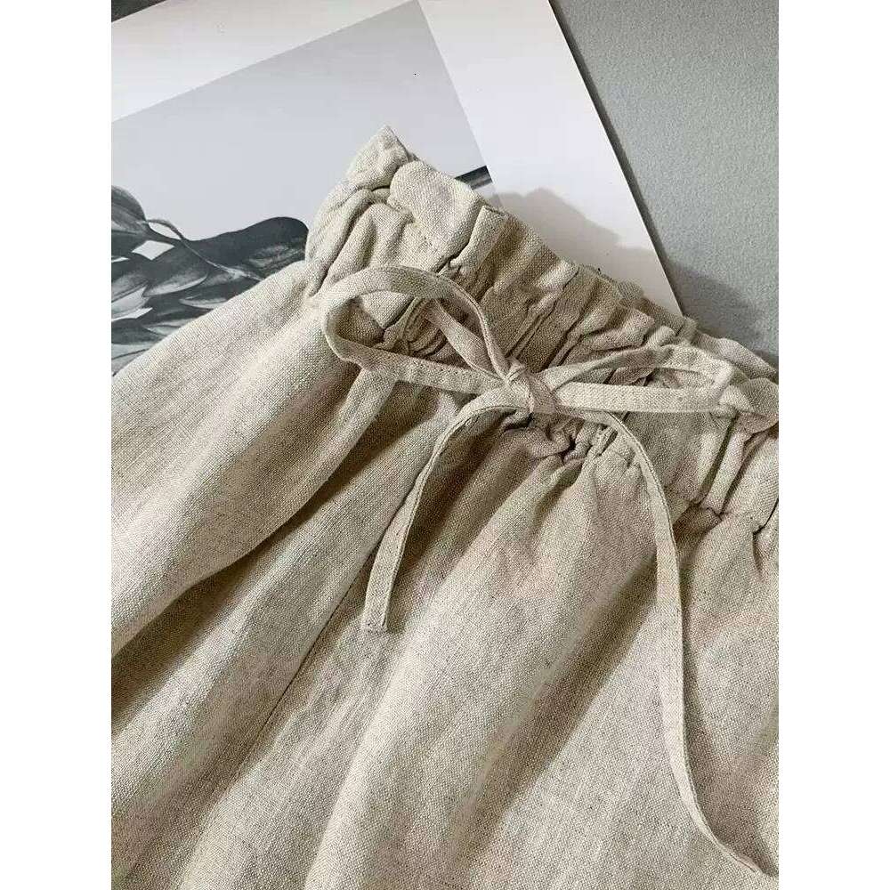 Cotton Wide Leg ort Women Summer Loose Lazy Sle Slim A-Line Bloomer Pants Linen Casual Five-Quarter Hot Pants... XJ260206