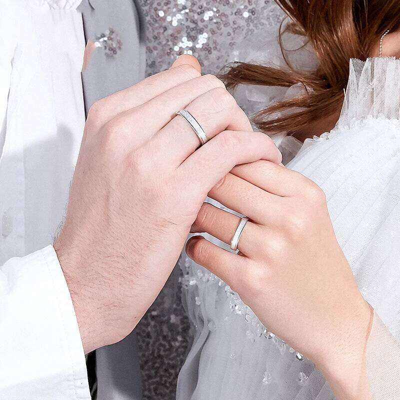 High quality Fashion Simple Scrub Stainless Steel lovers 's Rings 4 mm 6mm Widthsilver Color wedding ring jewelry W260206
