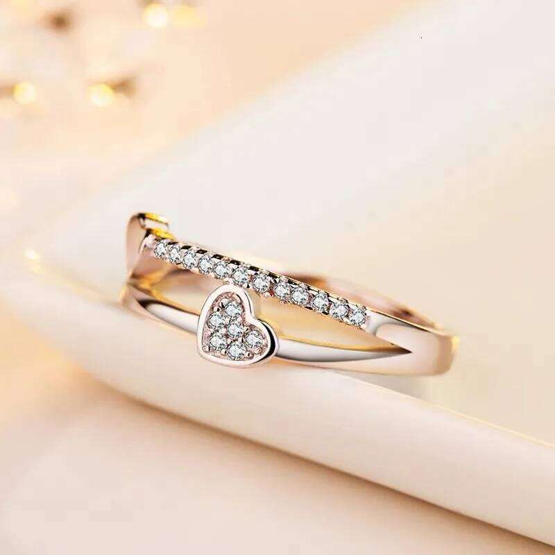 Customizable Double heart adjustable ring W260206