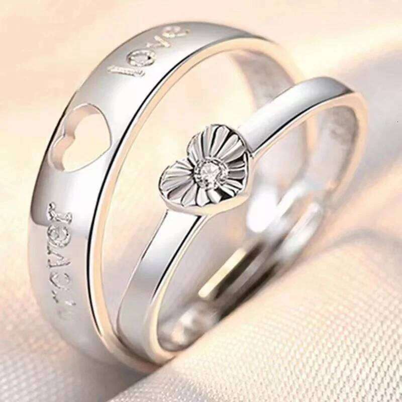 1Pair Couple Paired For Women Men Flower Crown Proposal Promise Adjustable Rings Wedding Anniversary Jewelry W260206