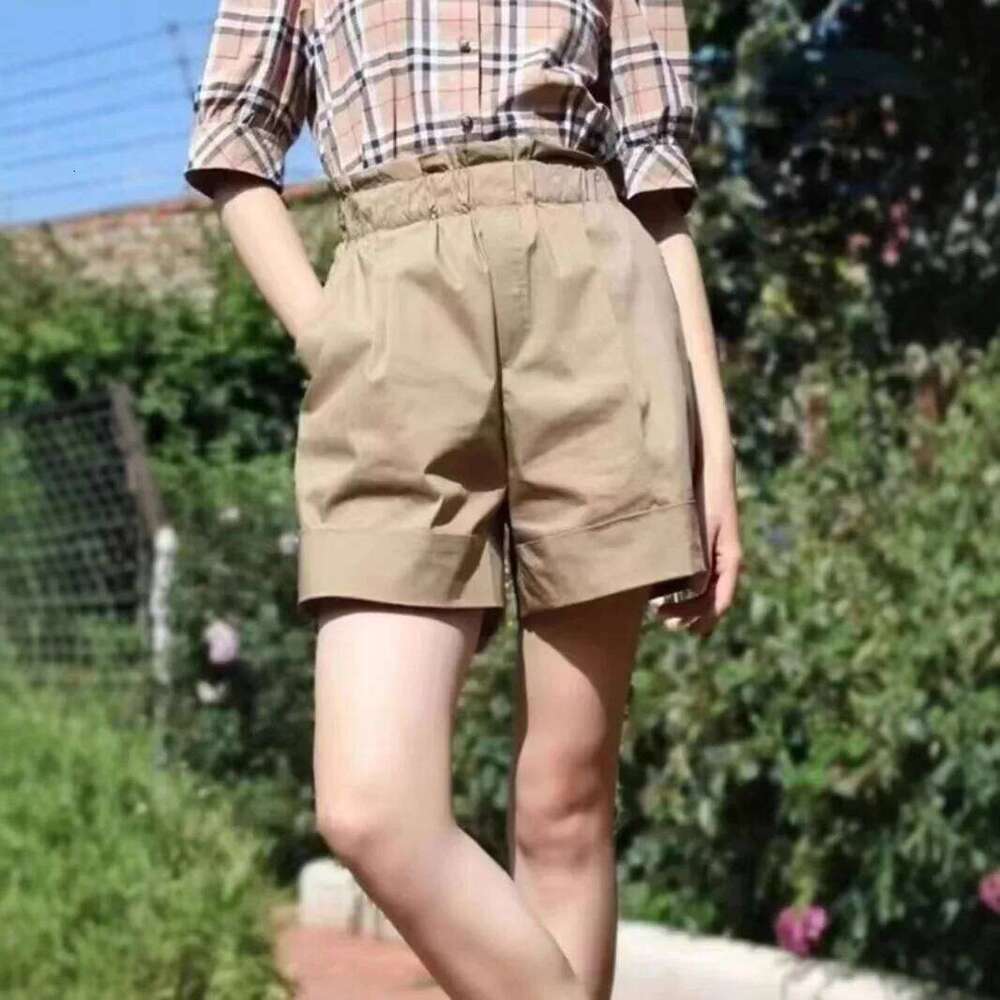 Khaki High A- Line Wide Leg Hot Pants Women's Summer New Style Cotton Shorts Low Waist Chinese Production XJ260206