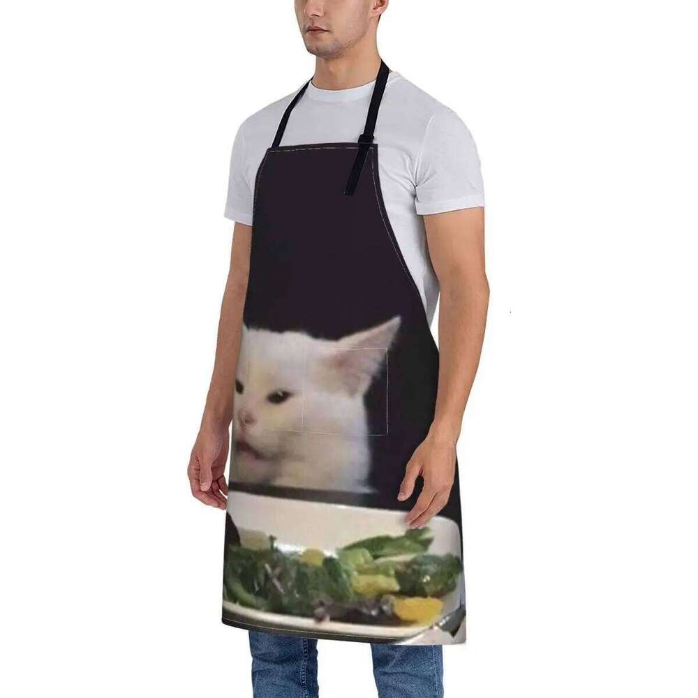 Cat Meme Aprons Chef Cooking Cuisine Tablier Waterproof Bib Kitchen Cleaning Pinafore for Women Men Gardening S260205