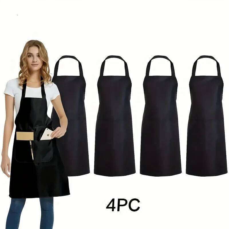 4pcs Adjustable Canvas Aprons with Pockets Comfort Fit for Cooking Chefs Waiters BBQs Hairdressers Easy Clean S260205