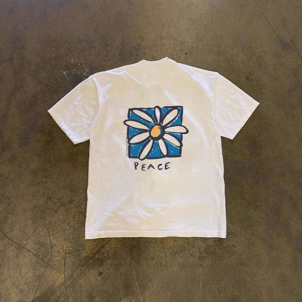 250g heavyweight pure cotton! American oversize style with a beautiful symbol print, loose-fitting short-sleeve T-shirt couples, trendy for women and 