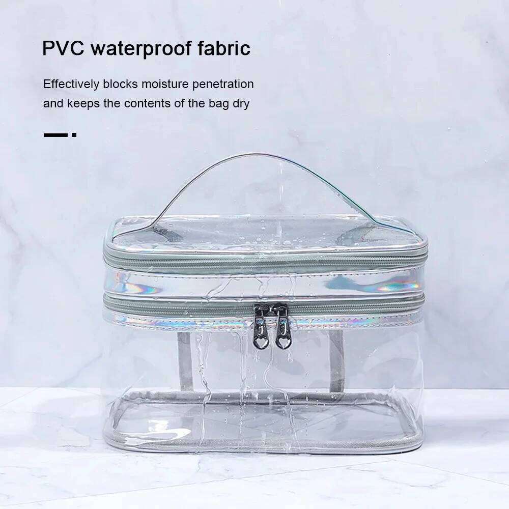 PVC Toiletry Bag Set, Double-Sided Transparent Travel Organizer Pouch for Women, Waterproof Plastic Cosmetic Case Y260206