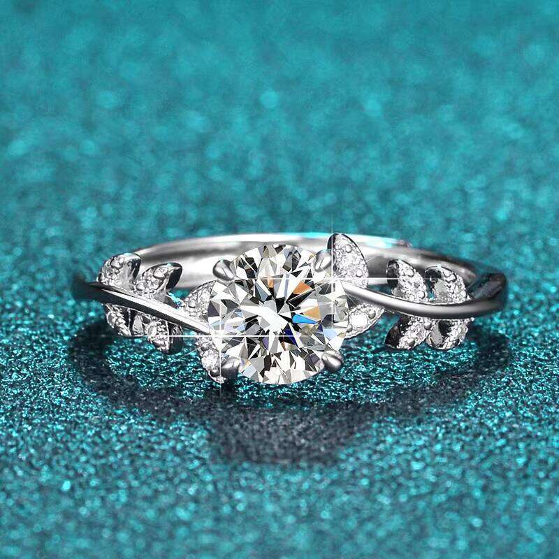 S925 Sterling Silver Laurel Ring 1 Karat Moissanite Adjustable Fashionable Wedding Rings Jewelry Women