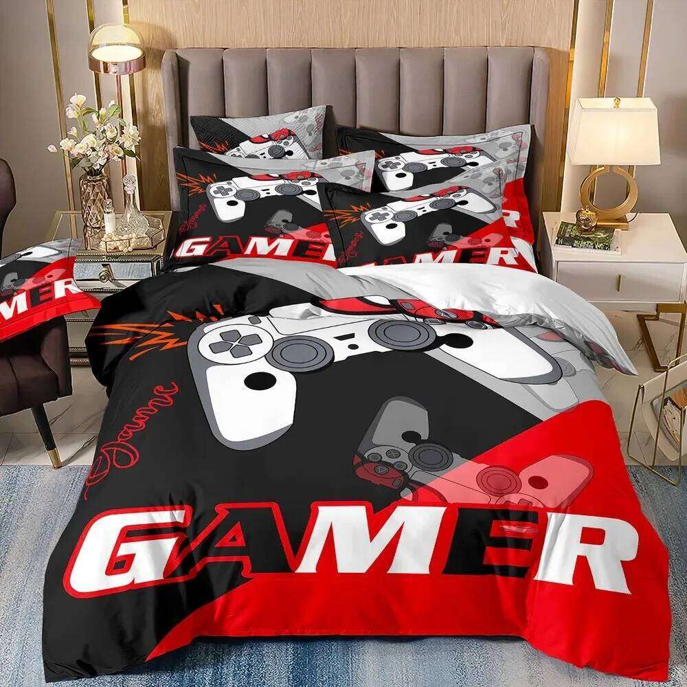 3d Gamer Bedding Sets Boy Gaming Duvet Cover Queen Video Games Comforter Cover,Playstation Designs Bed Set For Teen Boys XJ260206