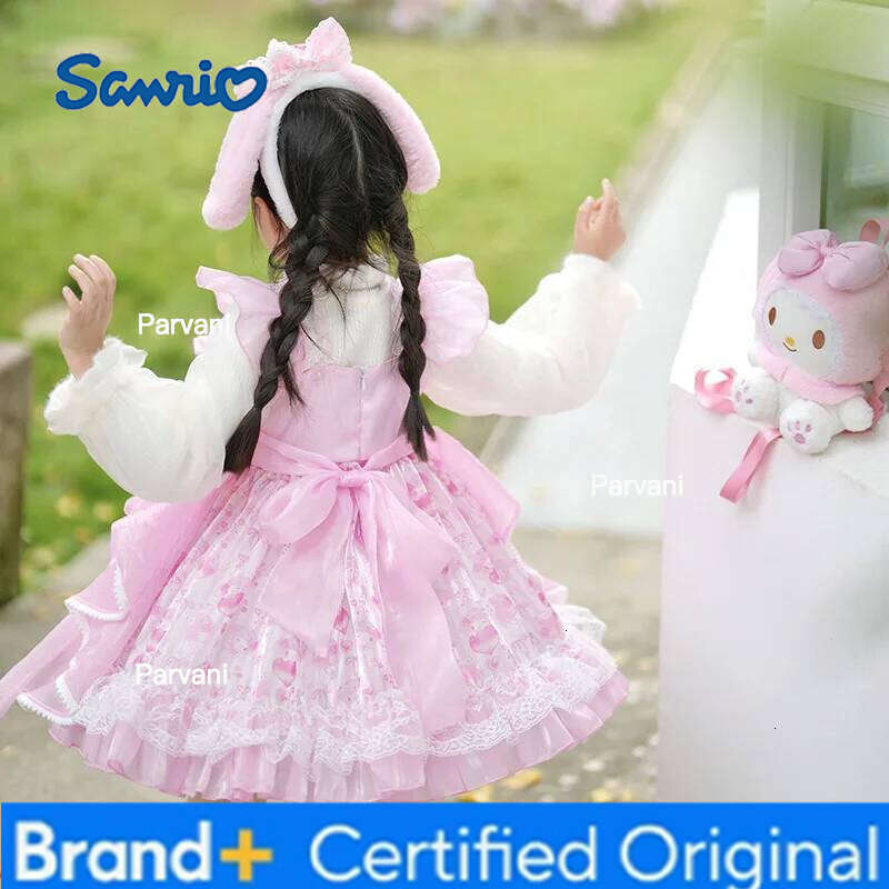 Sanrio My Melody Girls Princess Anime Figure Lolita Kawaii Cartoon Birthday Clothes Spring Autumn New Cloak Dress Suspender Skirt H260206 - view 7