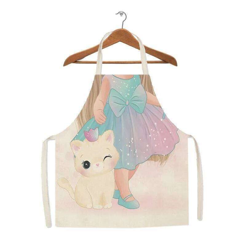 Kitchen cooking baking sleeveless modern simple personalized princess pattern home cleaning linen apron S260205