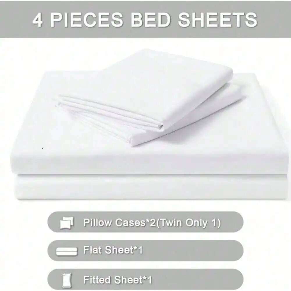 3/4Pcs Sheet Se Silky & Luxury Soft Deep Pocket Sheets Cooling Bed Set, 1 Fitted Sheet,1 Flat Sheet,1/2Pillowcase XJ260206