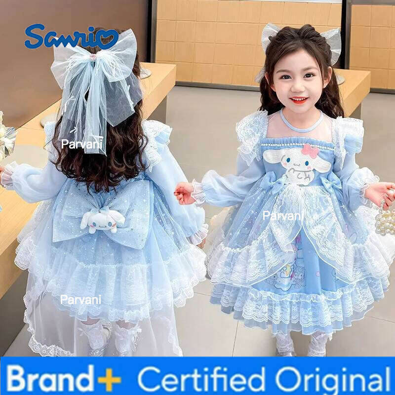 Sanrio Cute Cinnamoroll My Melody Girls Dres Lolita Role Play Spring Autumn Anime Princess Skirt Fashion Kawaii Birthday Festival Gift H260206 - view 3