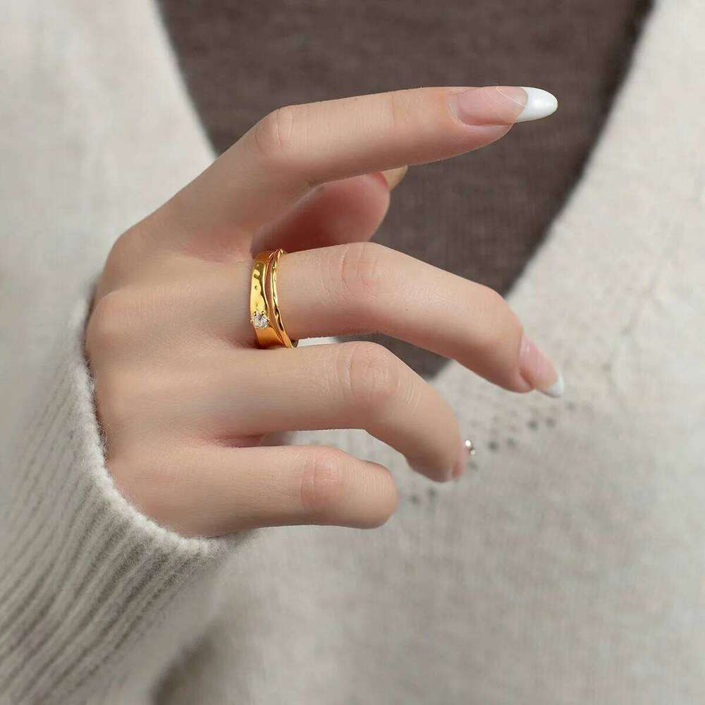 BF CLUB Silver Color Geometric Double CZ Rings For Women Men Simple Design Fashion Open Adjustable Handmade Couple Ring Gifts W260206