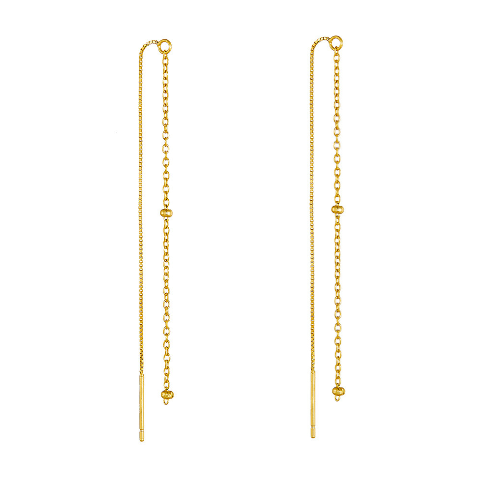 Long Tassel Thread Round Bead Chain S925 Sterling Silver Trendy Personality Temperament Earrings Ear Pendants