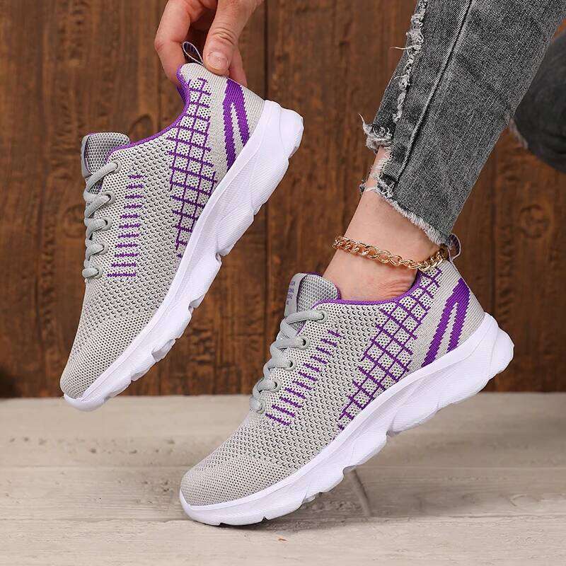 2025 Summer New Women Fashion Mesh Breathable Non Slip Casual Lace Up Sneakers Women's Outdoor Trendy Tennis Flat Shoes