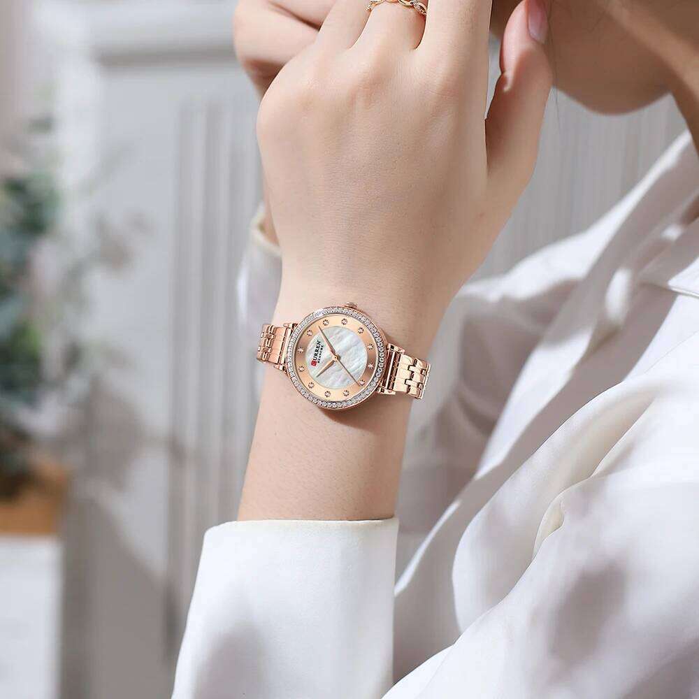 CURREN Top Brand Simple Fashion Quartz Stainless Steel Classic Elegant Diamond Waterproof Ladies Watch Reloj Mujer Z260206