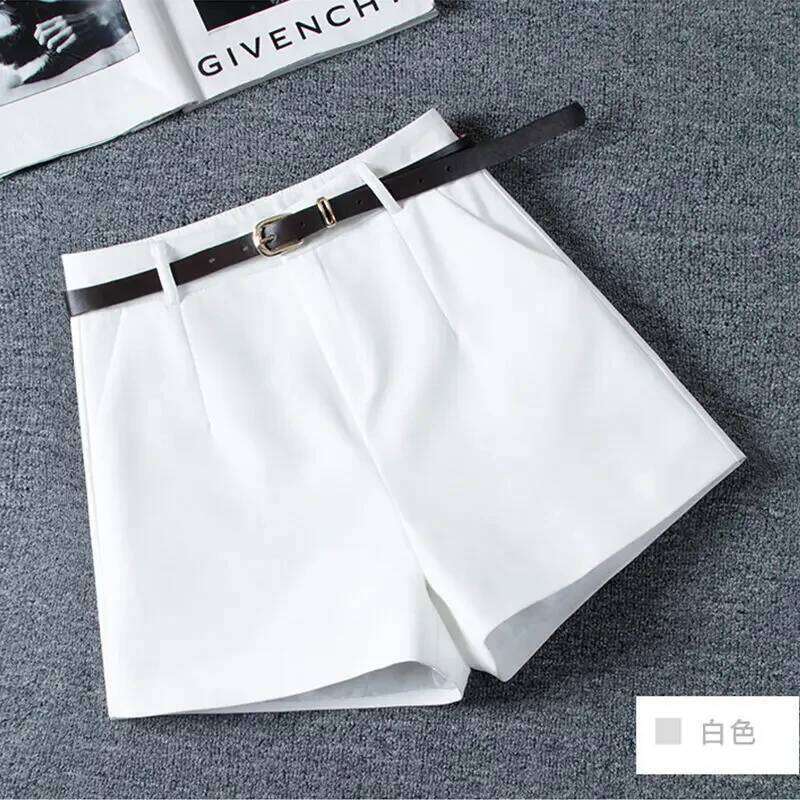Women Suit Shorts With Belt Women's SpringSummer High Waist Loose Casual Straight-Leg A- Line Ropa Mujer XJ260206