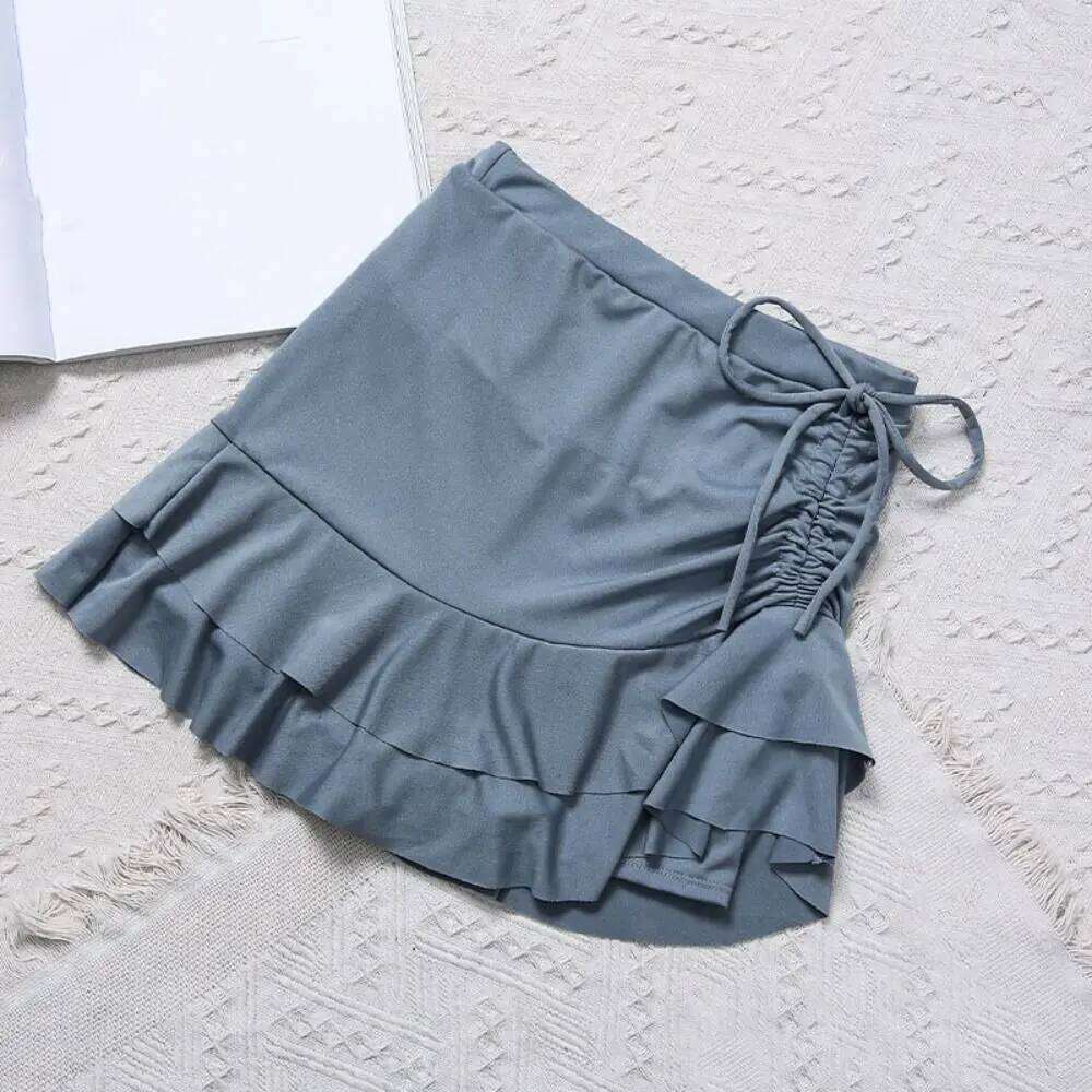 Slim Fit A-line Skirt Swimsuit Puff Ruffle Beachwear Lace Ruffled Bathing Suit Off Shoulder Two Pieces Set Swimwear Ladies Z260206