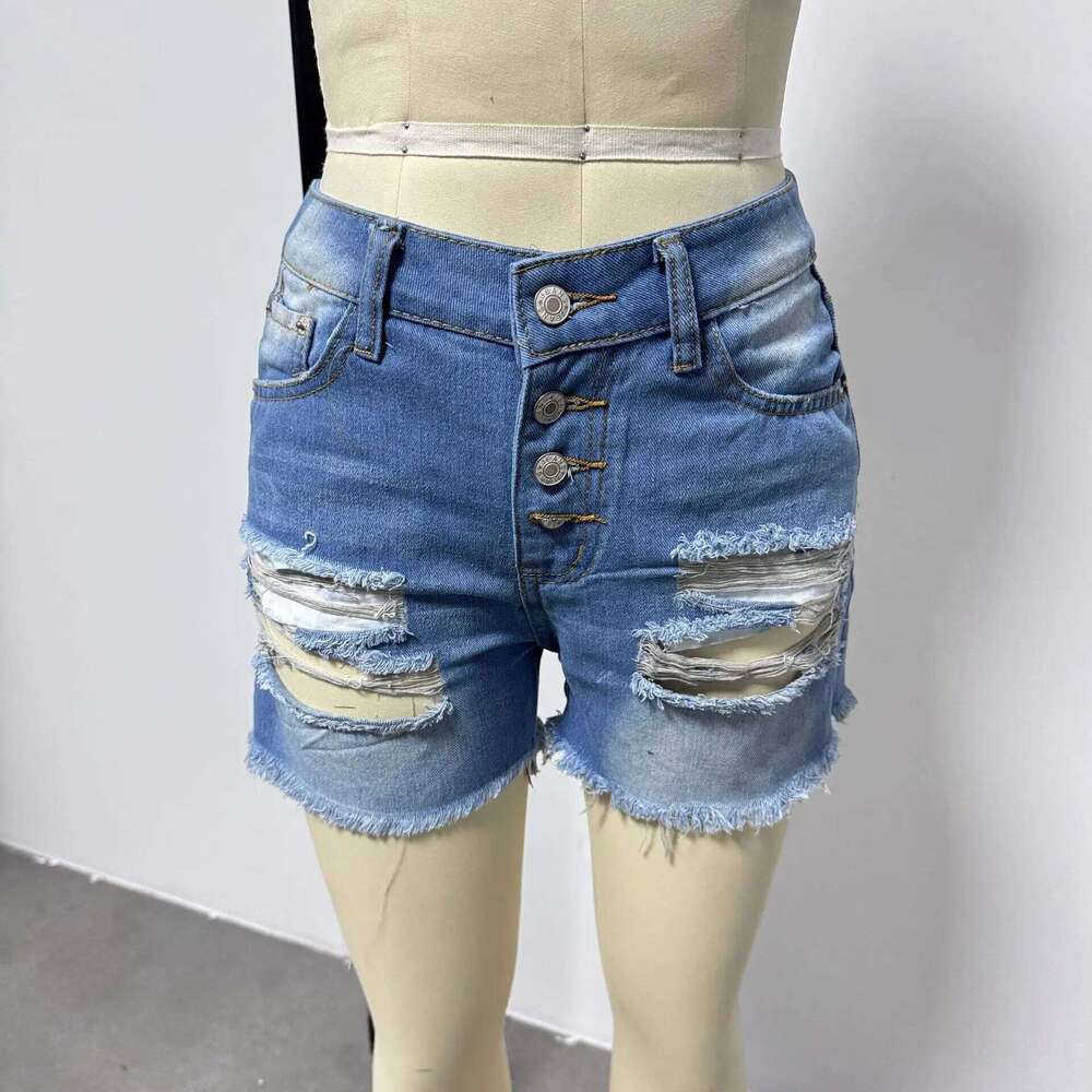Fashionable Slimming Women Middle Waist Denim Shorts Pant Summer Three Quarter Pants Female Casual Mini Tight Straight Jeans C260206