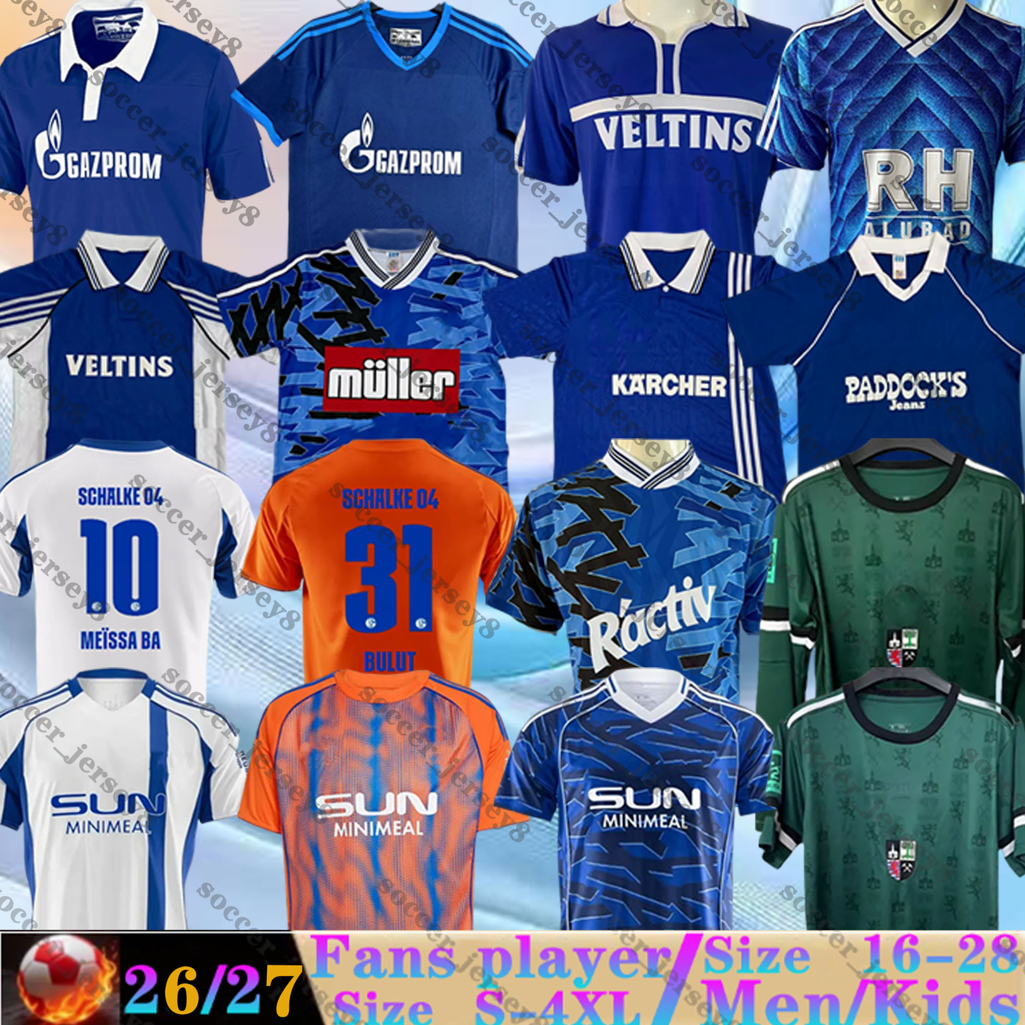 2025 2026 FC Schalke 04 Soccer Jerseys Retro 88 89 98 00 02 10 11 SYLLA KARAMAN SCHALLENBERG MATRICIANI WASINSKI HAMACHE ANTWI-ADJEI 25 26 Football Shirts Men kids kits