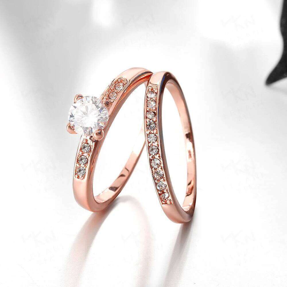 100% Real 925 Silver Rings For Women Simple Double Stackable Fine Jewelry Bridal Sets Ring Wedding Engagement Accessory W260206