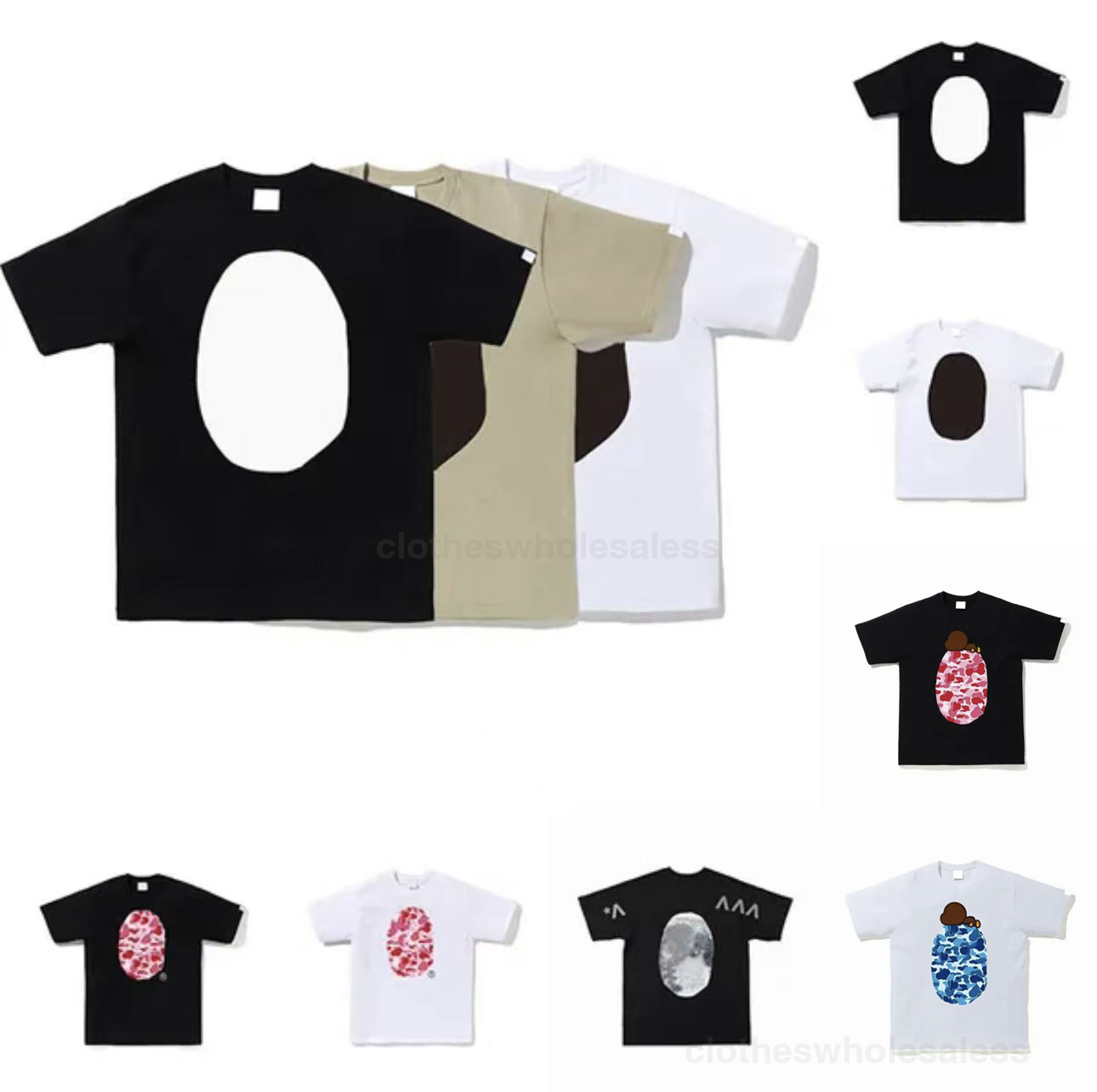 designer shirt Mens T-Shirts Tees Side Double Sided Camouflage Shark Tshirts Graphic Colorful Cashew Lightning Cotton Shirts Summer Clothing Printing graphic tee