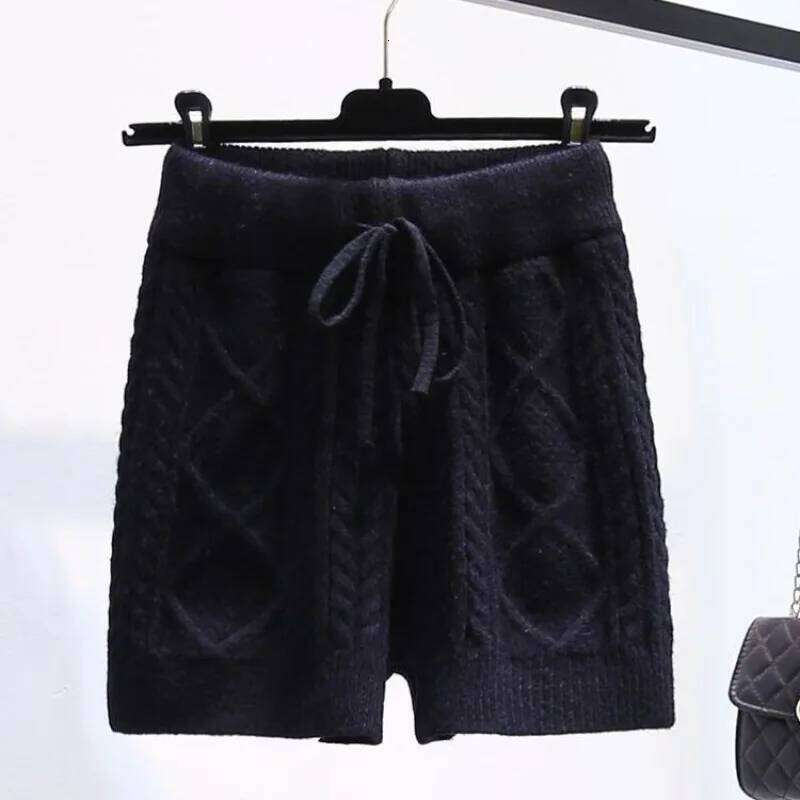 Autumn Elastic Woman Wrap Hip Knit Hot Sweet High Waist Twist Thick Outwear Casual Straight Striped Home Shorts XJ260206
