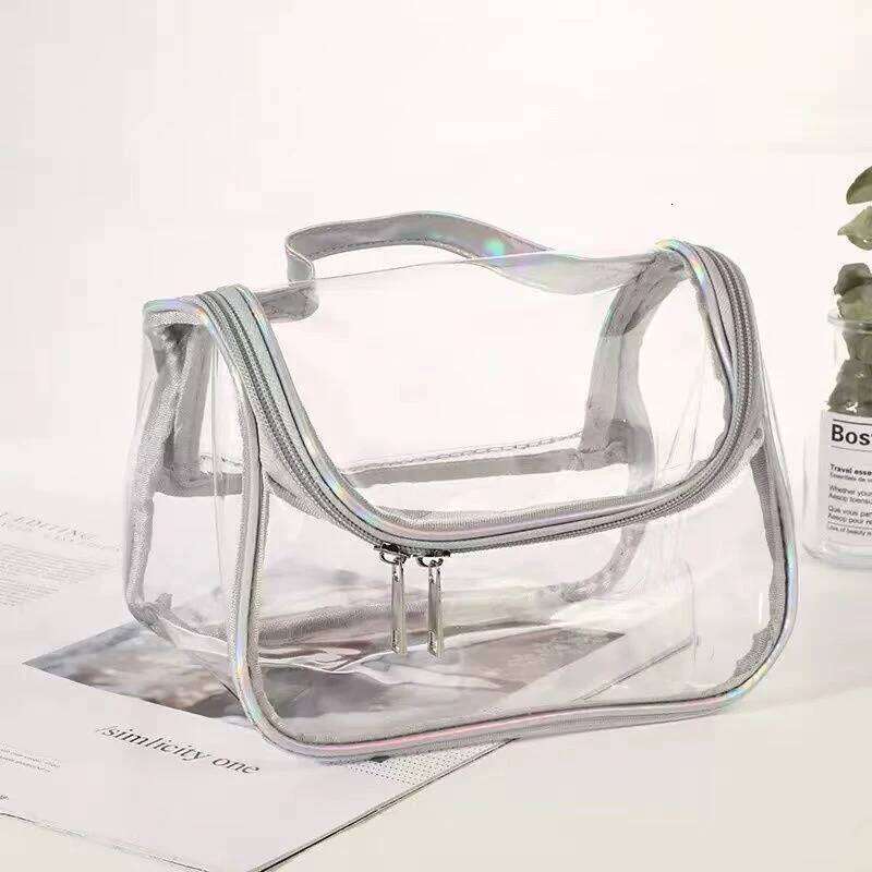 1Pcs Fashion Transparent PVC Portable Waterproof Toiletry Travel Cosmetic Bag Pouch Y260206