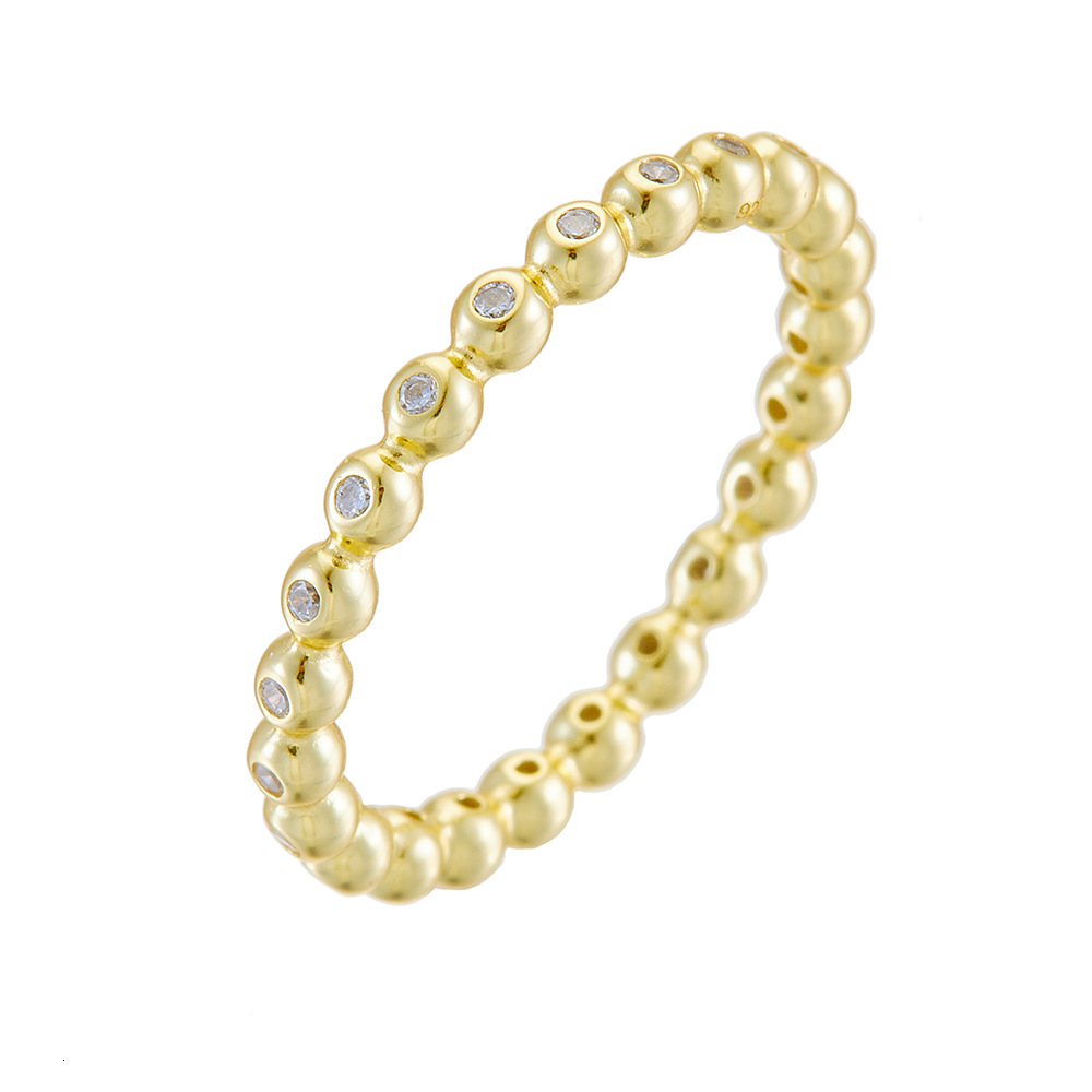 Minimalist niche light luxury high-end small round bead diamond-encrusted sterling silver for women, ins-style unique cool ring